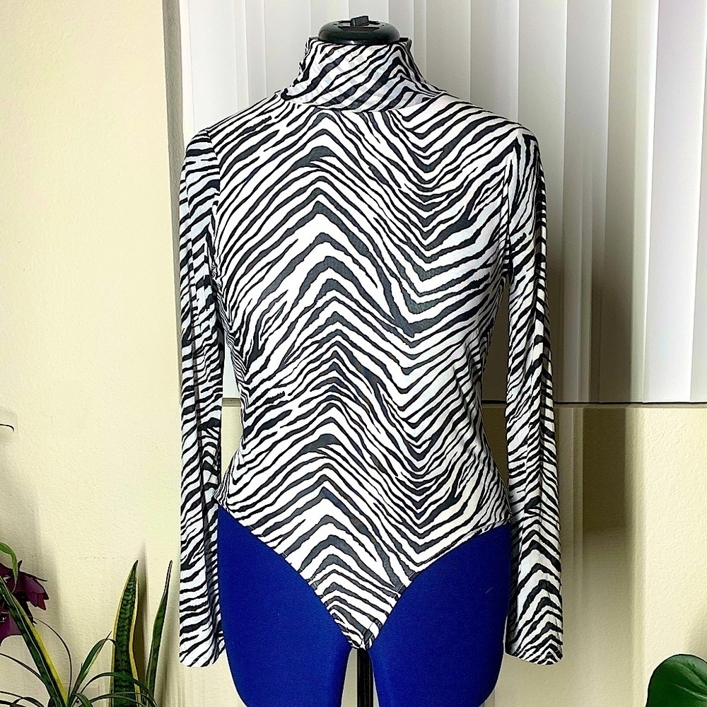 Zebra Print Black and white Spandex bodysuit